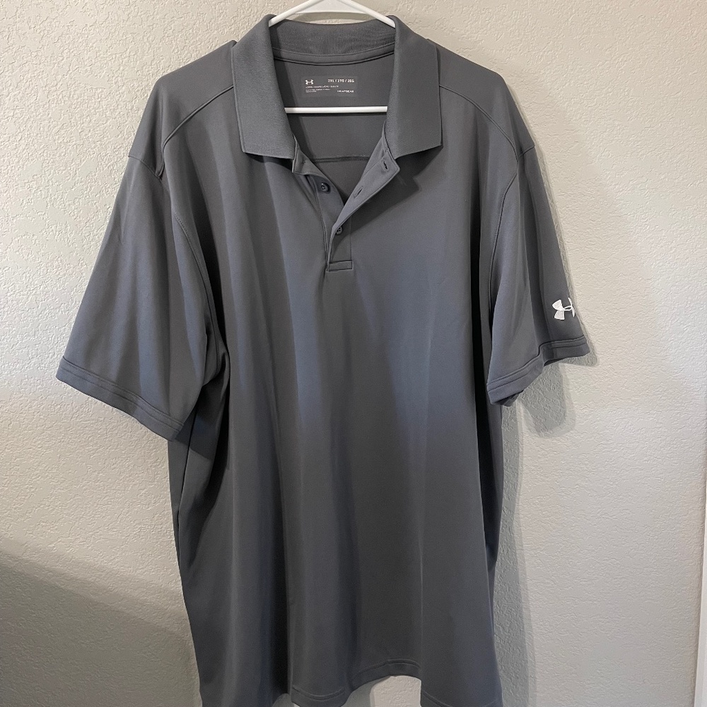 NWOT Under Armour Men's Gray 2XL HeatGear Collar Shirt